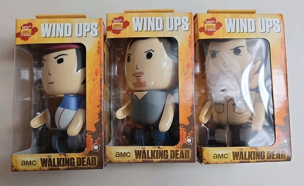 The Walking Dead Wind Ups Lot of 3 Rick, Daryl, Glenn, AMC New Bulls I Toys