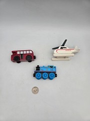 Thomas Friends Wooden Railway Train Tank Bertie Bus Harold Helicopter Lot x3 EUC