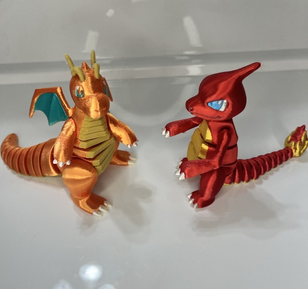 Pokemon bundle Of 2 Articulated Flexi Fugures. Includes Dragonite & Charmeleon