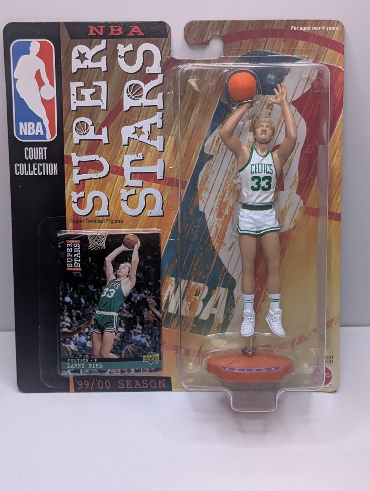 1999 Mattel NBA Super Stars Larry Bird Celtics Figure w Upper Deck Card Sealed