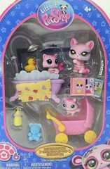 Littlest Pet Shop G7 Bath Time Play Pack Mommy & Kittens Set 562 563 564