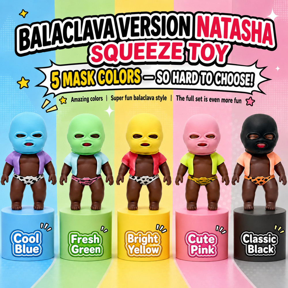 Squishy Black Doll Stress Relief Toy Natasha Rubber Stress-Relief Gadget Quirky