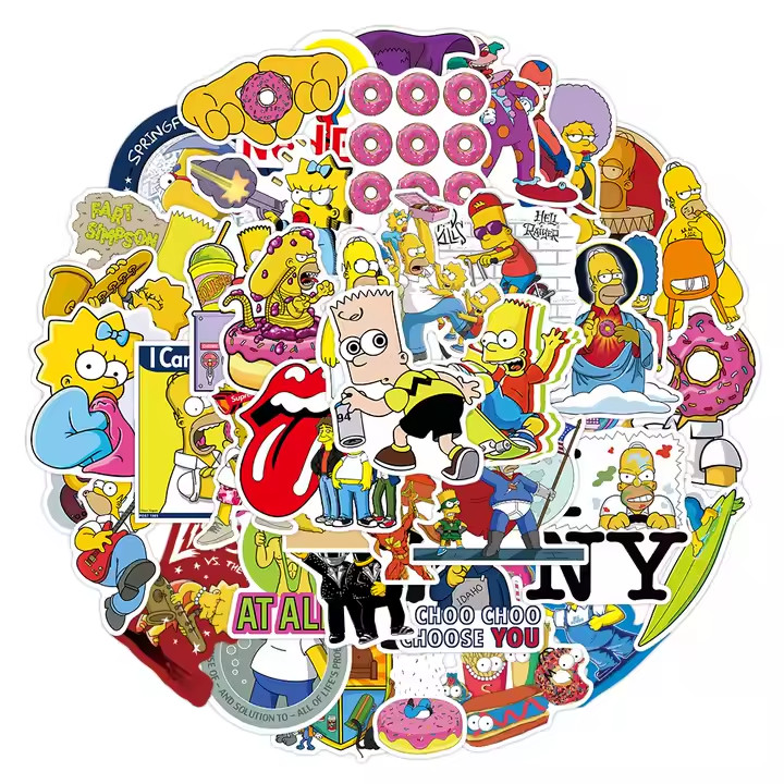 50pack Simpson Graffiti Stickers, Vinyl Waterproof for Water Bottle/Laptop