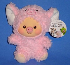 Pig in Costume-PLUSH Cow-Bear-Frog-Chick-Rabbit-Elephant-Vinyl Face-Soft Body-NW