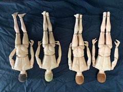 Lot of 4 Poseable Male Action Figures w/ Flocked Hair & Beards, Beige