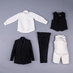 1/6 Male Black Suit Vest Pants w/ Fattening suit for 12″ Figure hot toys ❶USA❶