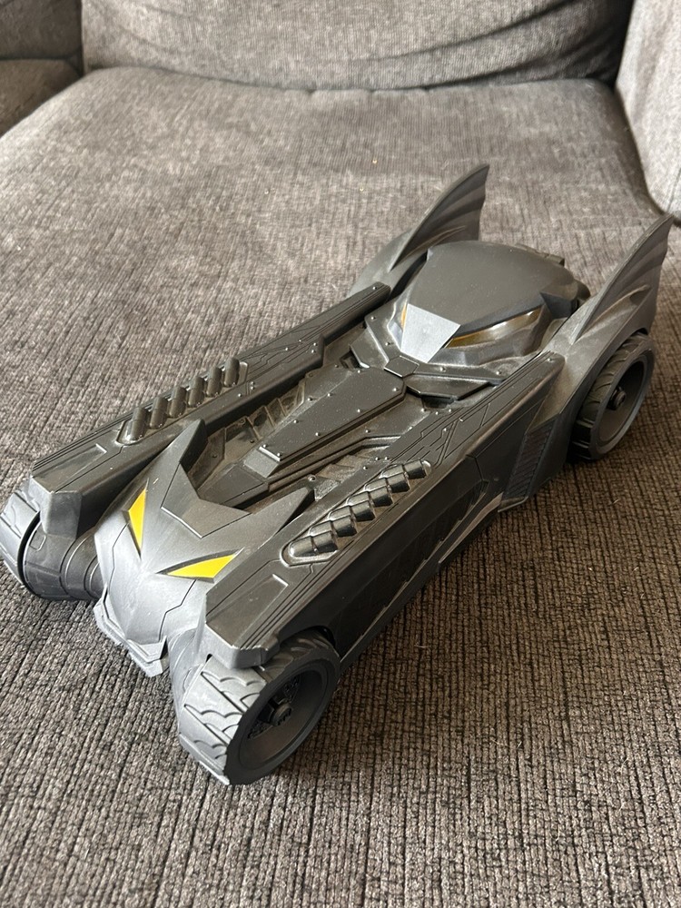 Batmans Batmobile DC Comics Plastic 15” Long X 7” Wide X 5” Tall. Holds 11” Fig.