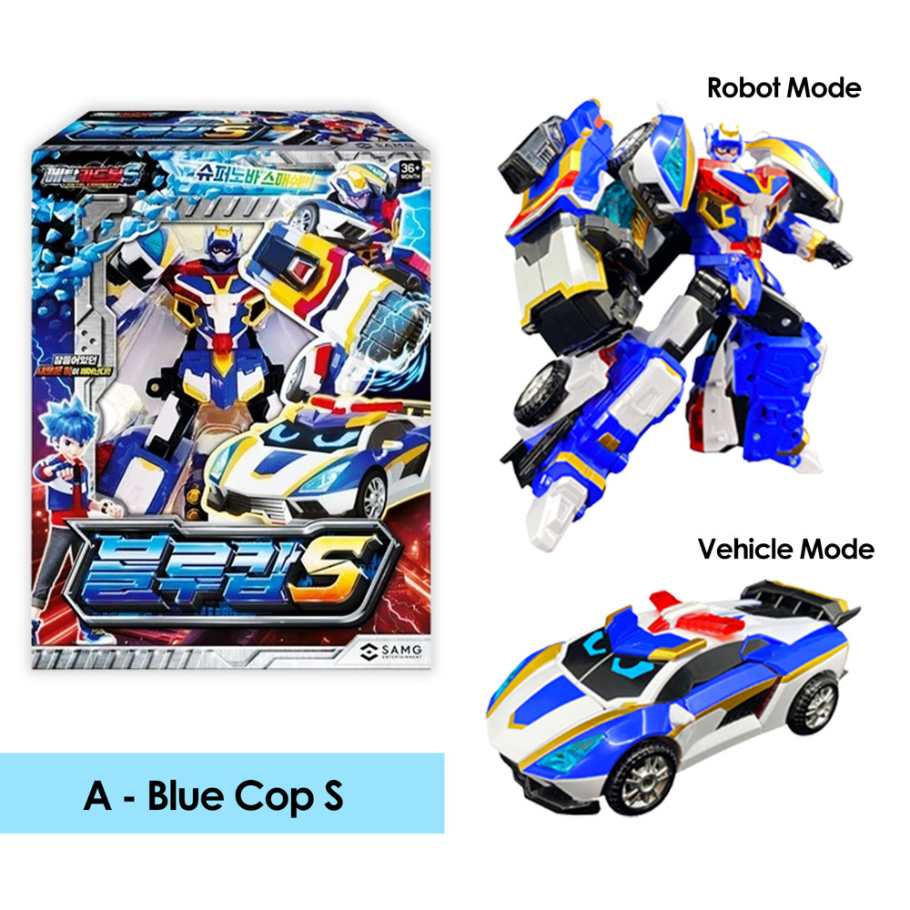 Metal Cardbot Blue Cop Series S W Trinity Ultimate Transforming Robot Toy Figure