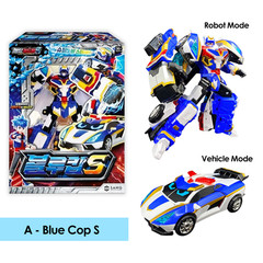Metal Cardbot Blue Cop Series S W Trinity Ultimate Transforming Robot Toy Figure