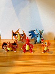 POKEMON TOMY MEGA CHARIZARD X & Y, CHARIZARD, CHARMELEON, AND CHARMANDER used