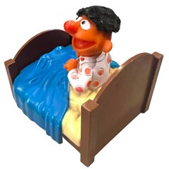 Rare Sesame Street Ernie in Bed Figure ABS Plastic Toy 3.5″ Tall Vintage