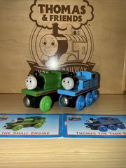 THOMAS & PERCY ! THOMAS FRIENDS TRAIN WOODEN 1998 WOODEN FUNNEL BRITT ALLCROFT