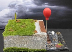 PENNYWISE CLOWN IT DIORAMA~SEWER SCENE~EVIL HORROR~STEPHEN KING~HALLOWEEN~HAUNT