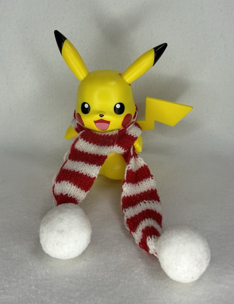 Pokemon Holiday Pikachu Figure 3″ Christmas Toy Red White Knit Scarf Jazwares