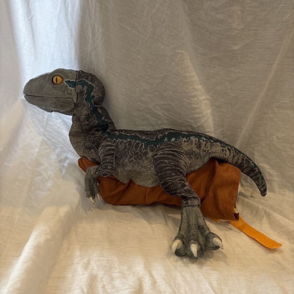 JURASSIC WORLD Baby BLUE Dinosaur Animatronic Hand Puppet REAL FX Wow Stuff EUC!