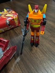 Vintage G1 Rodimus Prime Transformers w/ Box, Trailer & Blaster (1986)