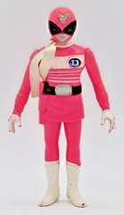 Vintage Denshi Sentai Denziman PINK Power Rangers Soft Vinyl Figure POPY Japan