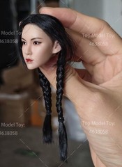 YMTOYS 1/6 Asian Beauty Ying Black Braids Head Sculpt Fit 12”Female Pale Figure