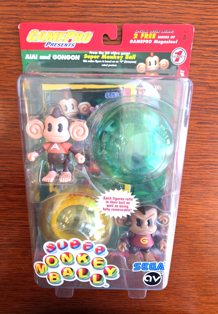 Super Monkey Ball AIAI and GONGON Sega Action Figures GamePro Series 1 NEW