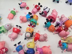 Peppa Pig Figures & Vehicle Lot Yellow School Bus Caravan Granddad Dog Pig Toys