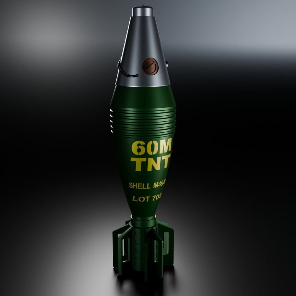Custom 3D Printed 60mm M49A1 Mortar Shell – WW2 Replica Prop 1:1 (Painted)