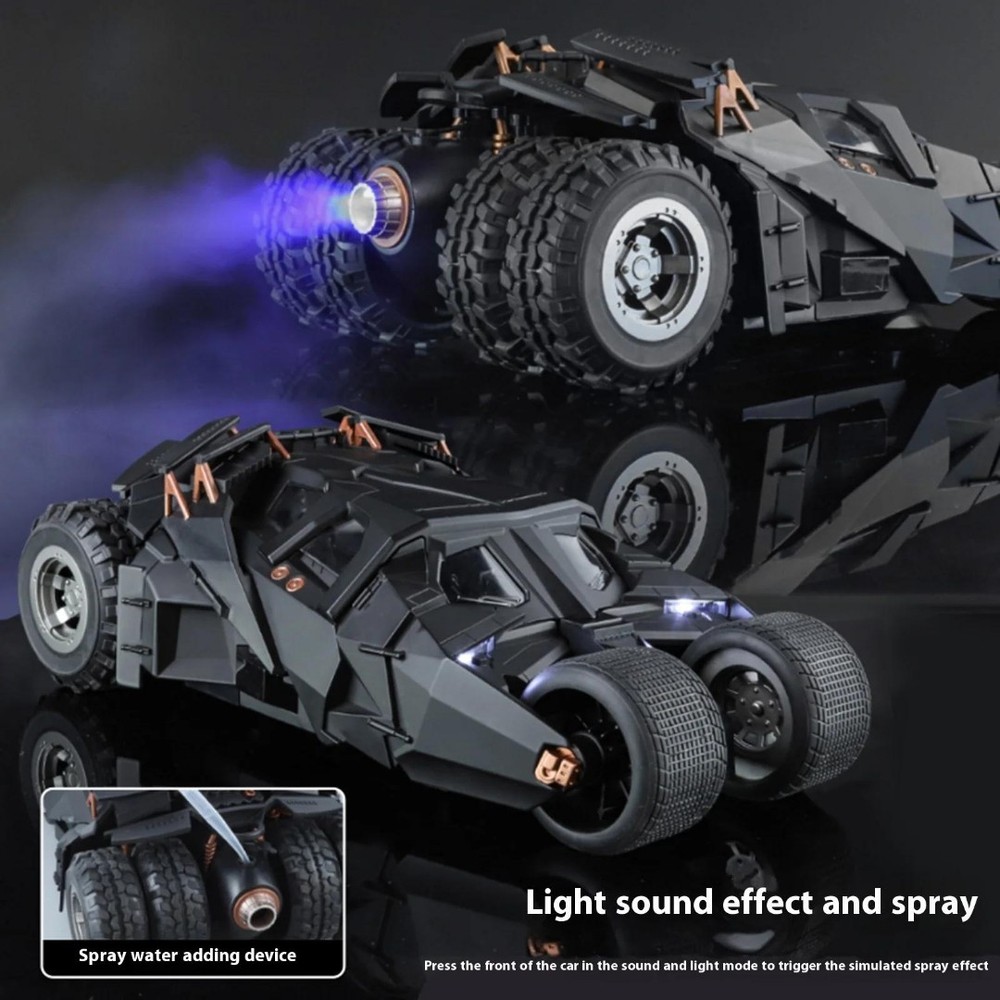 1:18 Alloy Batmobile Model Car 26cm with Lights Sound Fog Spray Collectible Toy