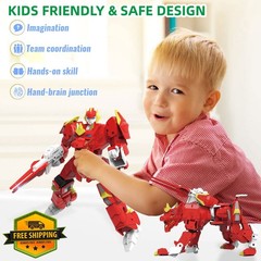 Wenbeier Red Animal Robot Transforming Figure Toy