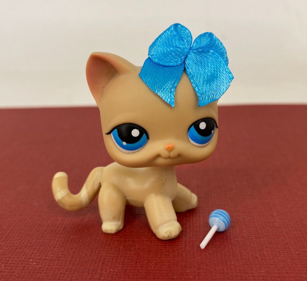 ❤ Littlest Pet Shop ❤ LPS #228 – Authentic Beige Shorthair Cat with Stripe Tail