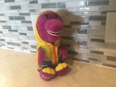 BARNEY IN RAINCOAT 14”PLUSHIE RAINY DAYS
