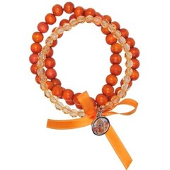 Elastic 3in1 Bracelet with our Lady of Guadalupe medal – All orange (8mm beads)