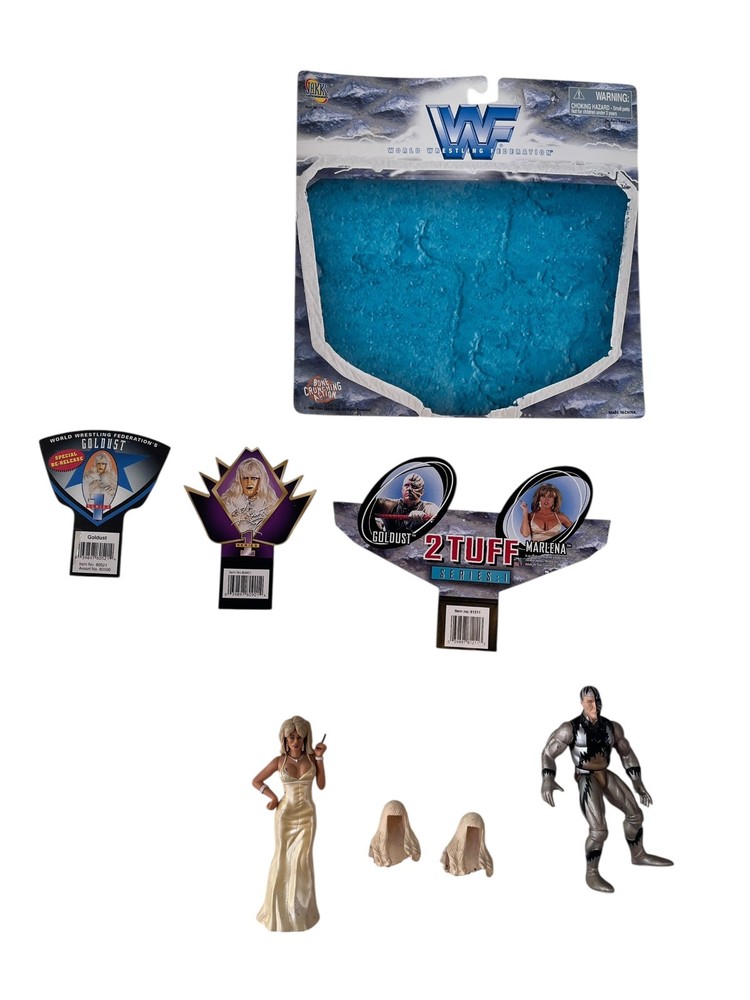 WWF Goldust & Marlena Jakks Pacific Figures Lot 1998 TitanTron Live +Accessories