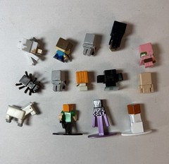 Minecraft Mini-Figures Metal Die Cast Plastic 1” Stone Series Lot Of 14