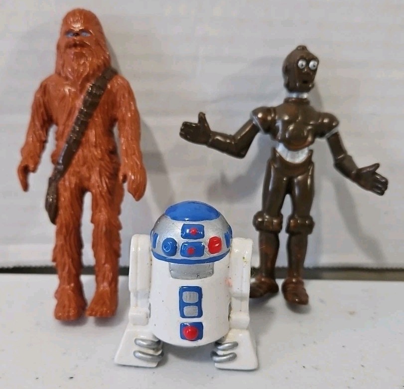 Vintage 1986 Star Wars Droids C3-PO R2-D2 1990 Chewbacca Figures LFL PVC