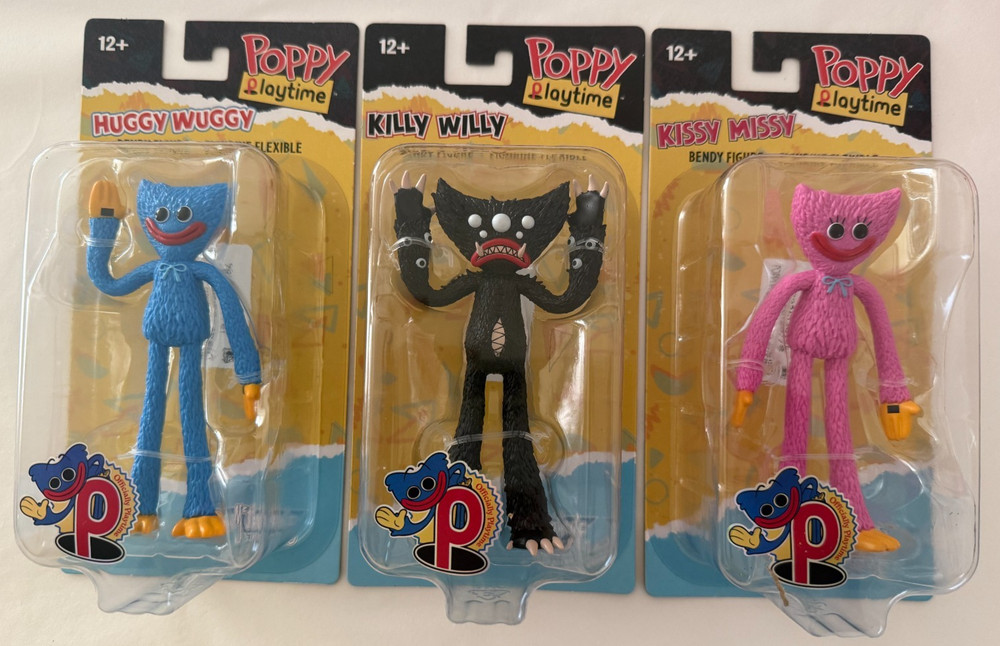 POPPY PLAYTIME: Killy Willy, Kissy Missy, Huggy Wuggy 4.5″ Bendable Figure