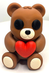 Cute 3D Printed Flexible Teddy Bear with Heart “Honey” – Valentine’s Day Gift