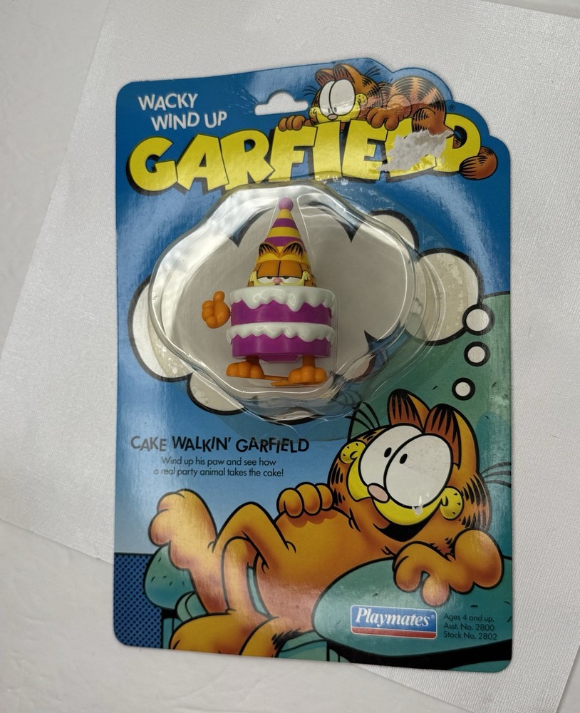 Rare Vintage 1981 Playmates GARFIELD Wacky Wind Up Figure Birthday Cake Walkin’