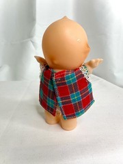 VINTAGE KEWPIE WITH PLAID DRESS COIN BANK DOLL SOFT VINYL TOY JAPAN SOFUBI