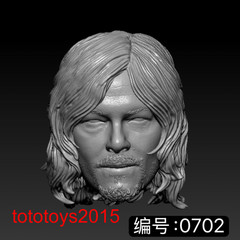 1:6 1:12 1:18 Daryl Dixon beard Head Sculpt For 12″ 6″ 3.75″ Action Figure Body