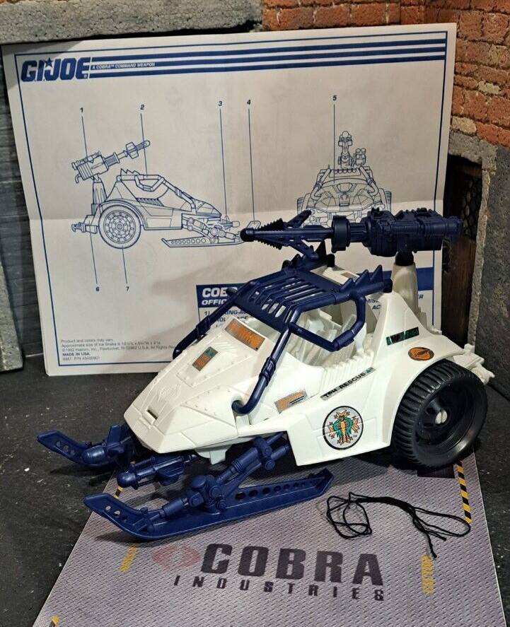 GI JOE ~ 1993 COBRA ICE SNAKE ~ BRIGHT ARCTIC WHITE ~ 100% COMPLETE & BLUEPRINTS