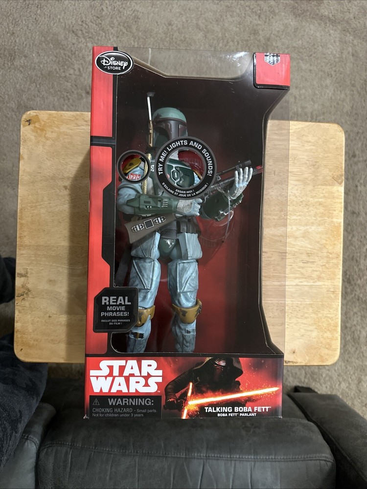 Disney Store Star Wars Force Awakens Authentic Talking Boba Fett New Red Box
