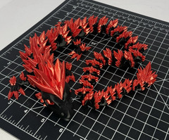 3D Printed Crystal Dragon -PLA- Black and Red – 2 Ft Long – Articulated dragon