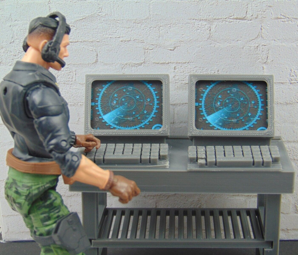 Custom 1:12 Scale Mission Control Room 4pc Radar Monitor Diorama Prop Set TYPE1