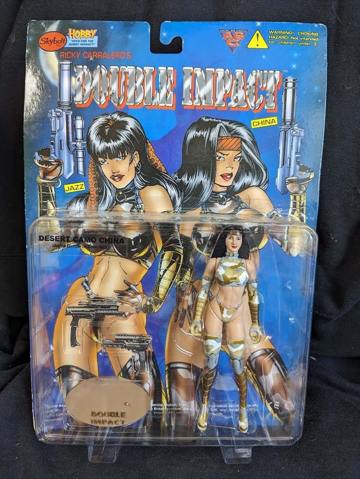 1998 Double Impact Comic – China Action Figure – Desert Camo – Skybolt Toys new