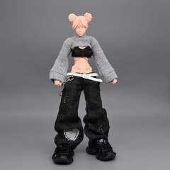 1/12 Scale Sexy Crop Top Baggy Casual Jeans Model For 6″ Romankey Action Figures