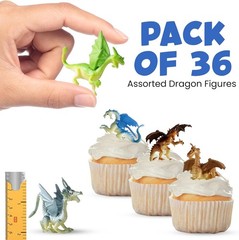 Mini Dragon Toy Figures – (Pack of 36) 2 Inch Plastic Rubbery Dragon Figurines i
