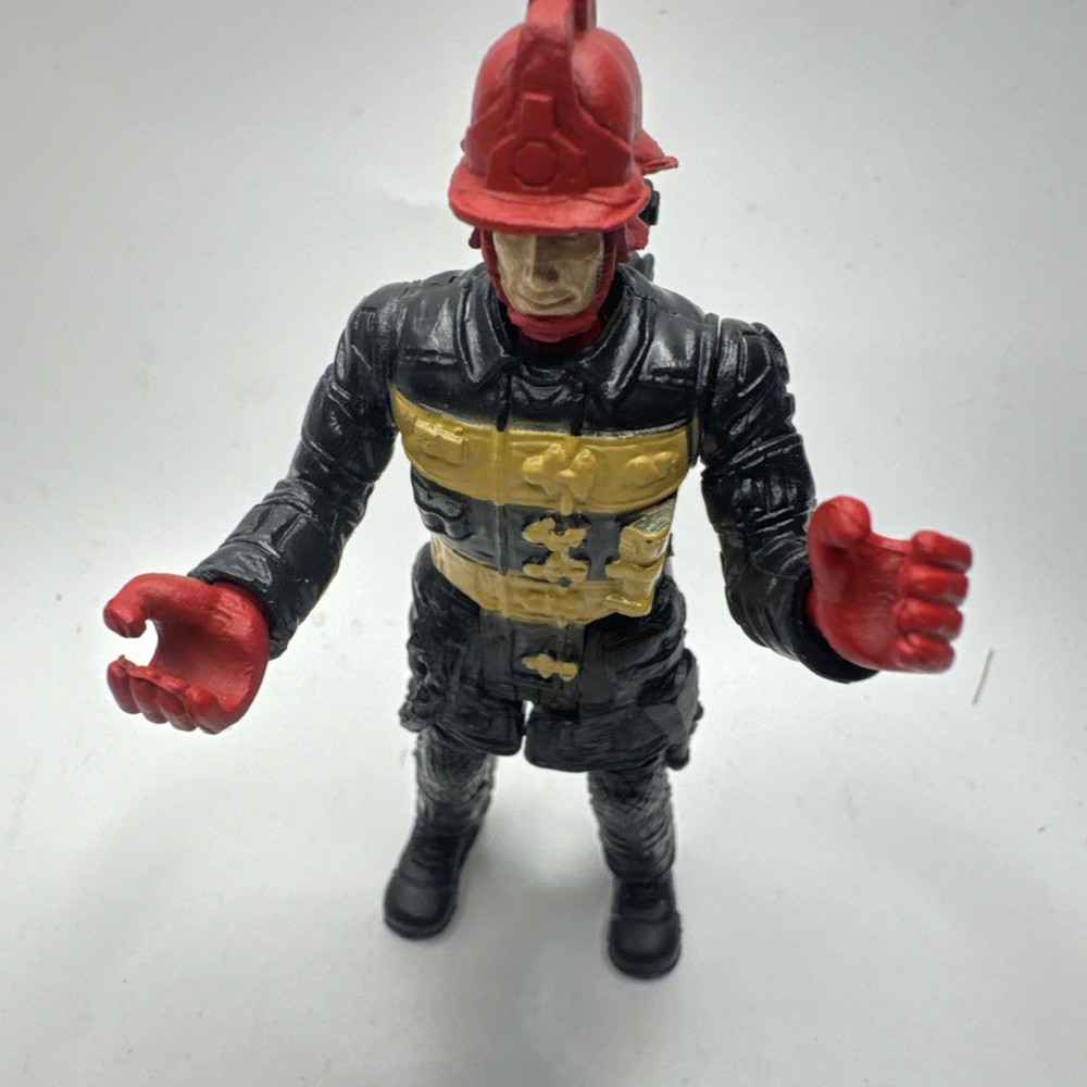 Chap Mei Fire Fighter Fireman Action Figure Black, Yellow Red Helmet 4″ Figurine