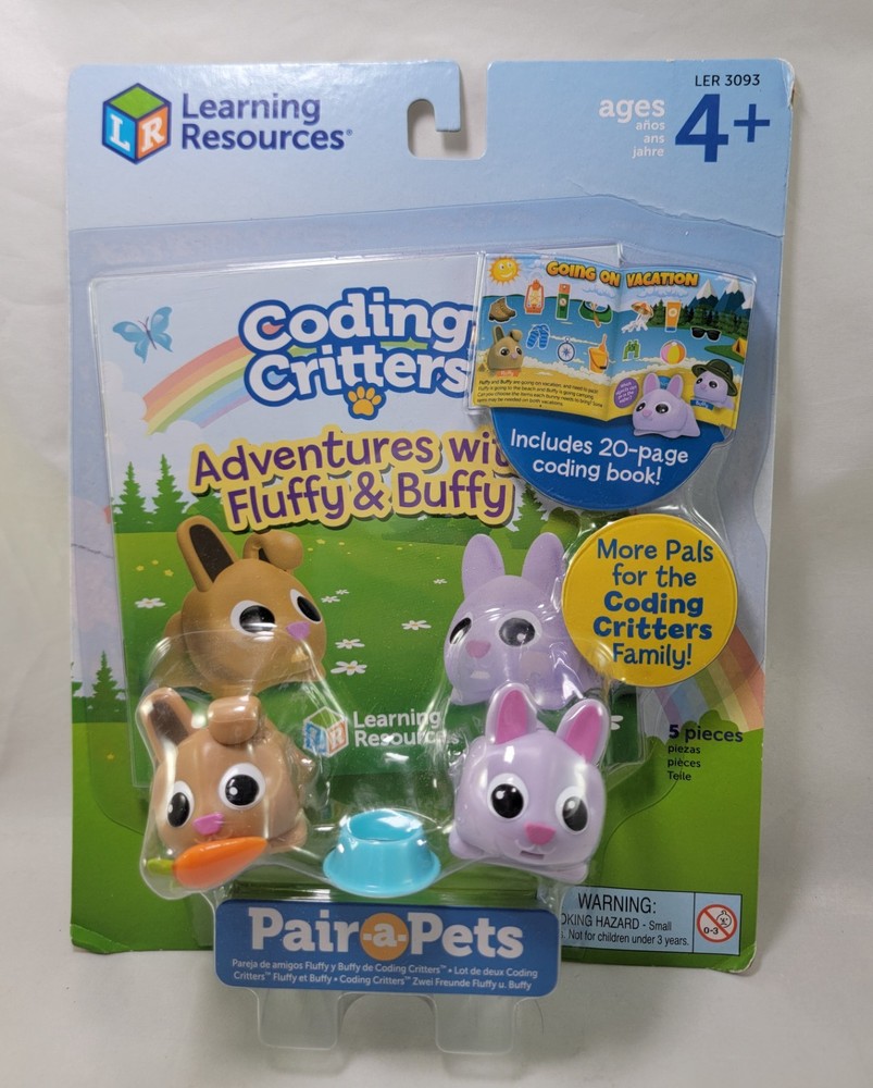 NEW Pair-a-Pet Fluffy Buffy Coding Critters Learning Resources Bunny Figures