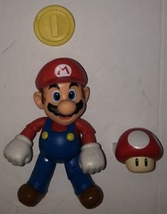 Lot Super Mario Bros. Nintendo 2014 Video Game Figures; Mario, Mushroom, Coin