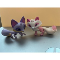 Animal Jam Adopt A Pet Fox Figures Purple and White Pink Set of 2 Collectibles