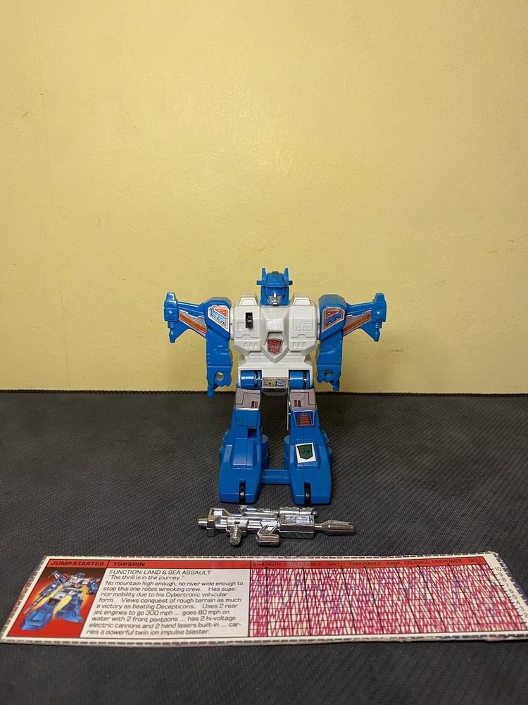 Transformers G1 Topspin w/ Spec Card & Weapon – 1985 Hasbro READ